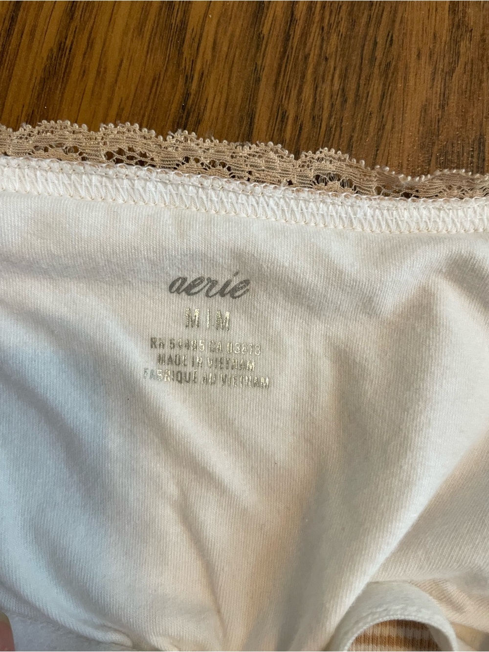 aerie White and Beige Lace-Trim Ribbed mini dress - Picture 3 of 4
